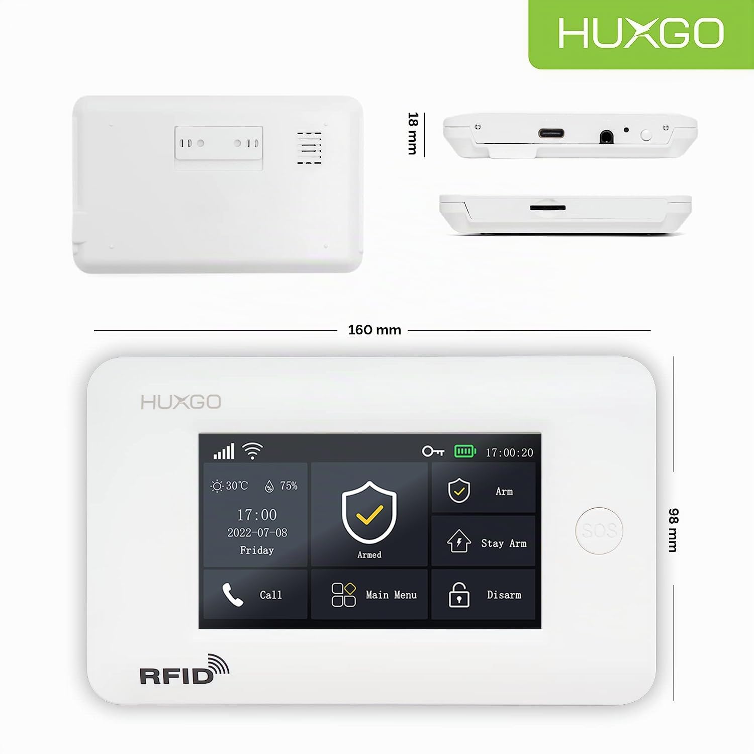 HXA006 Antifurto casa wireless WiFi + GSM con radio Sirena | Kit allarme casa senza fili: 5x rilevatori di movimento, 5x sensori di allarme per finestre/porte | Per Casa, Appartamento