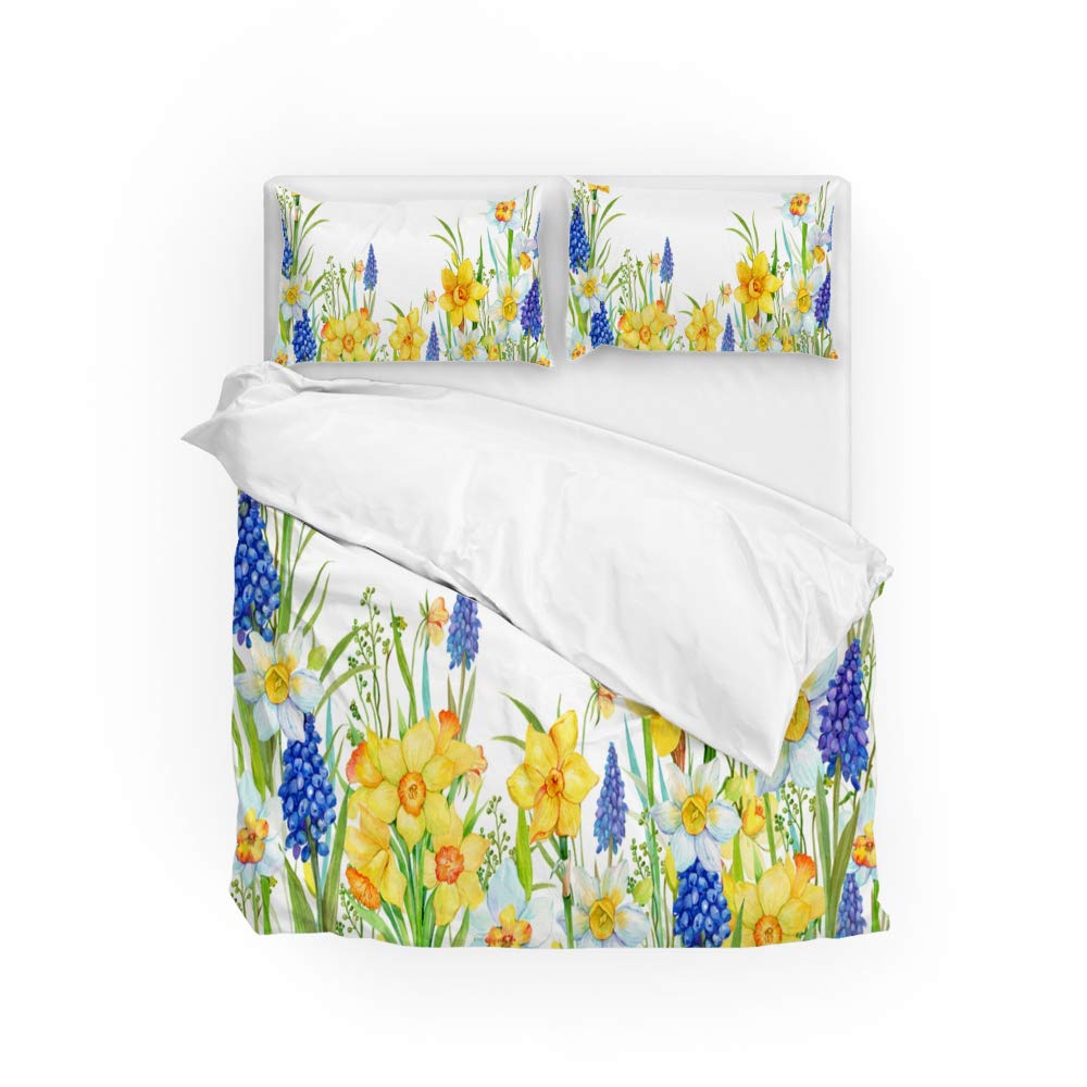 Parure de lit housse de couette fleurs finitions haut de gamme