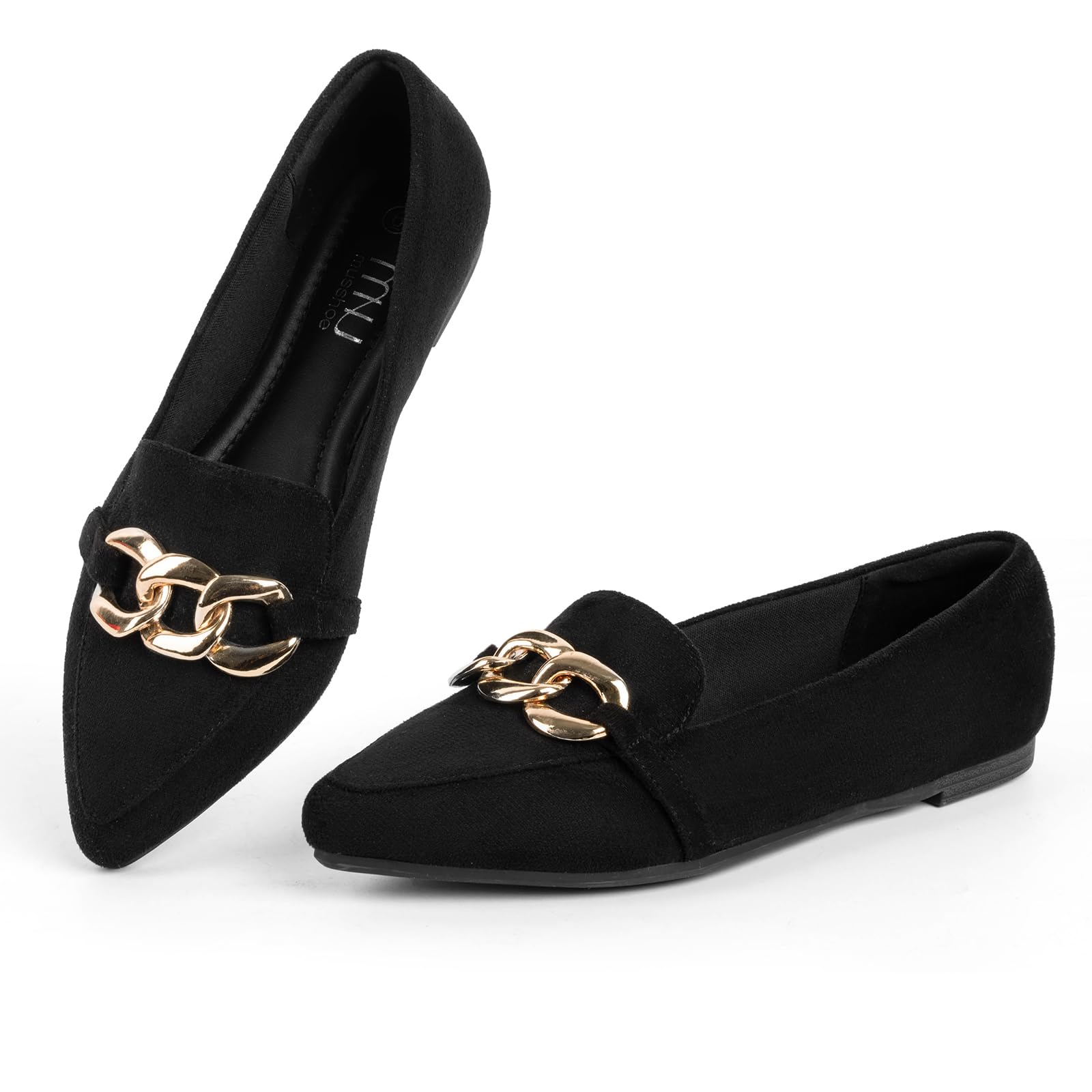 MUSSHOE Women's Loafers Comfortable Fashion Chain Flats Shoes for Women