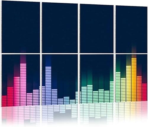 Paneles acústicos artísticos ecualizadores de forma de onda de audio, tecnología abstracta, paquete de 6 paneles decorativos de pared absorbentes de