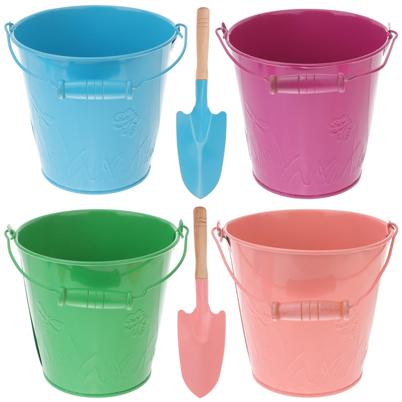 Secchiello Mare 6pezzi in Ferro con Manico, Giocattolo Creativo | Paletta Inclusa, per Bambini e Bambini Piccoli, Vacanze Estive, Gioco da Spiaggia Colore Casuale