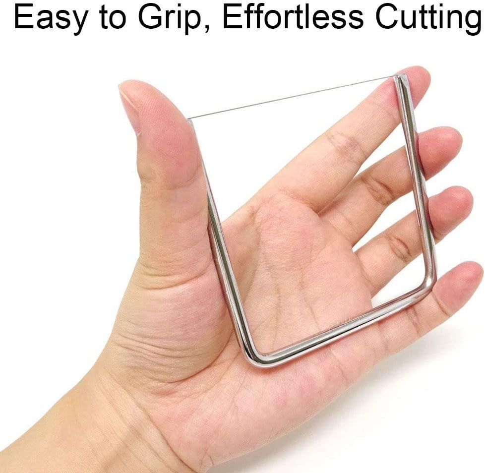 TOP-MAX 2 PCS Small Stainless Steel Wire Slicer Manual Butter and Cheese Cutter U‑Shape Food Slicing Tool for Home Kitchen Meal Preparation