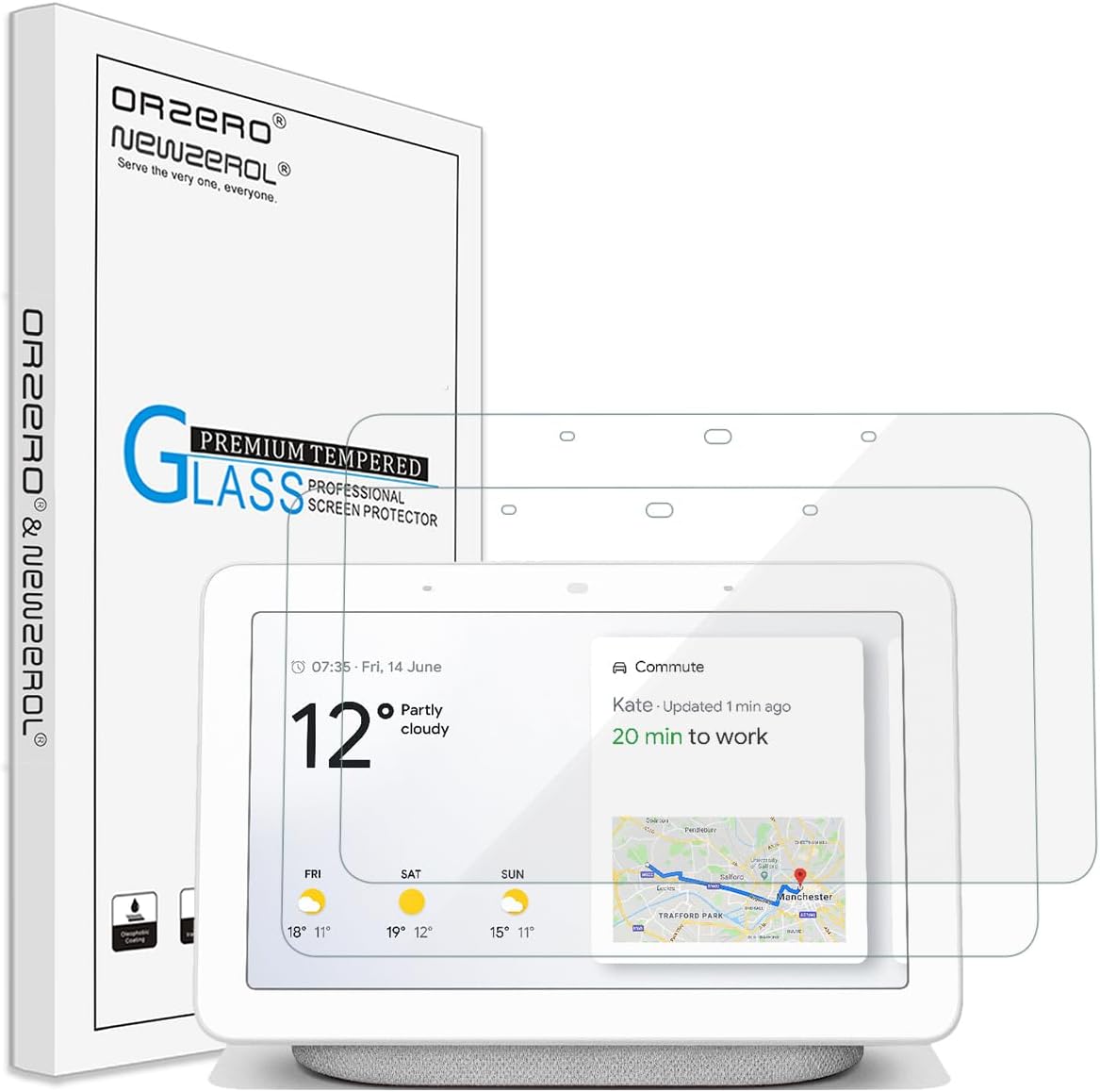 Orzero (2 Pack) Tempered Glass Screen Protector Compatible for Google Home Hub/Nest Hub 7 Inch, 9 Hardness HD Anti-Scratch Full-Coverage