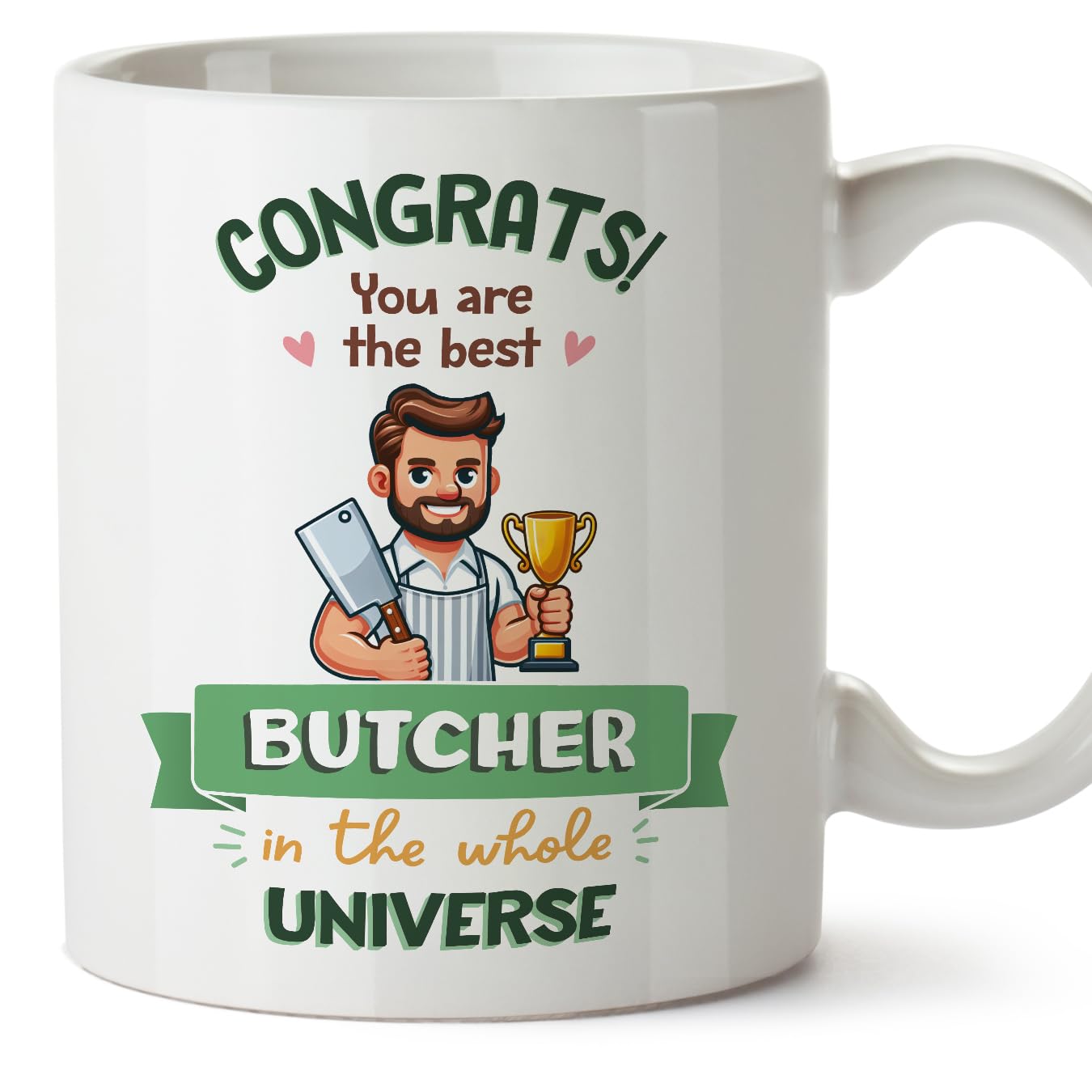 MUGFFINS Butcher Man Mug - in English - Best in Universe Trophy - Funny Gift for Colleagues - Ceramic 11oz Mug