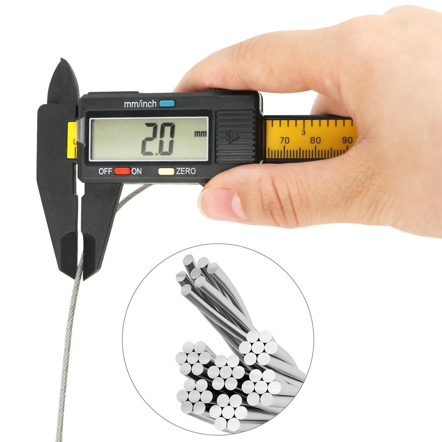 QWORK® 50 m linka druciana, nylonowa powlekana 2 mm, drut ogrodowy do roślin pnących, kabel wykonany ze stali nierdzewnej 304 z napinaczem M5