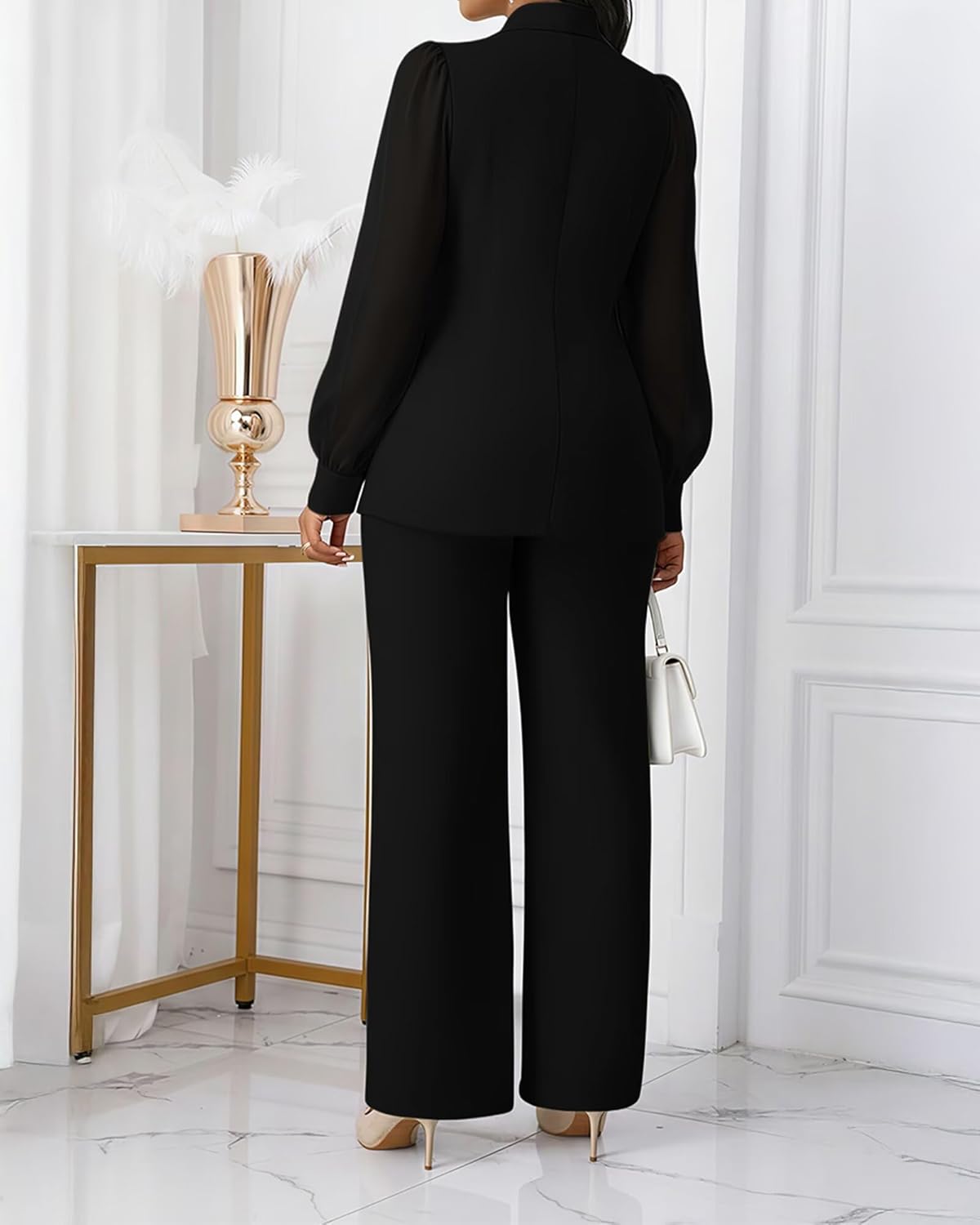 Kafiloe Women's Suits 2 Piece Set Dressy Long Sleeve Blazer Pants Suits Work Office Business Casual Outfits - Image 5