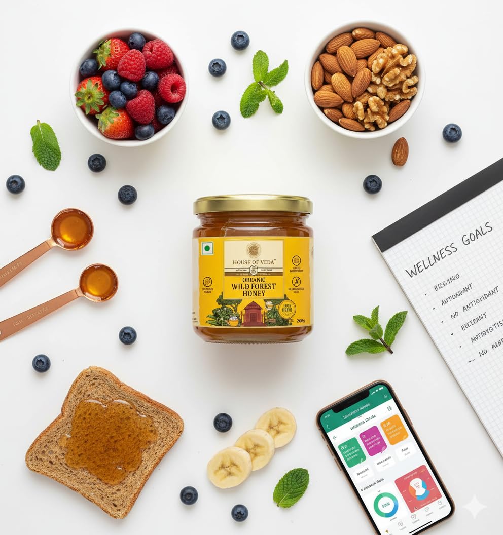 Organic Wild Forest Honey 250g | शुद्ध जंगली शहद | Raw & Unprocessed | NMR Tested | No Added Sugar | Rich in Antioxidants | Certified Organic | Natural Immunity Booster | Chemical Free | House of Veda - Image 5 thumbnail