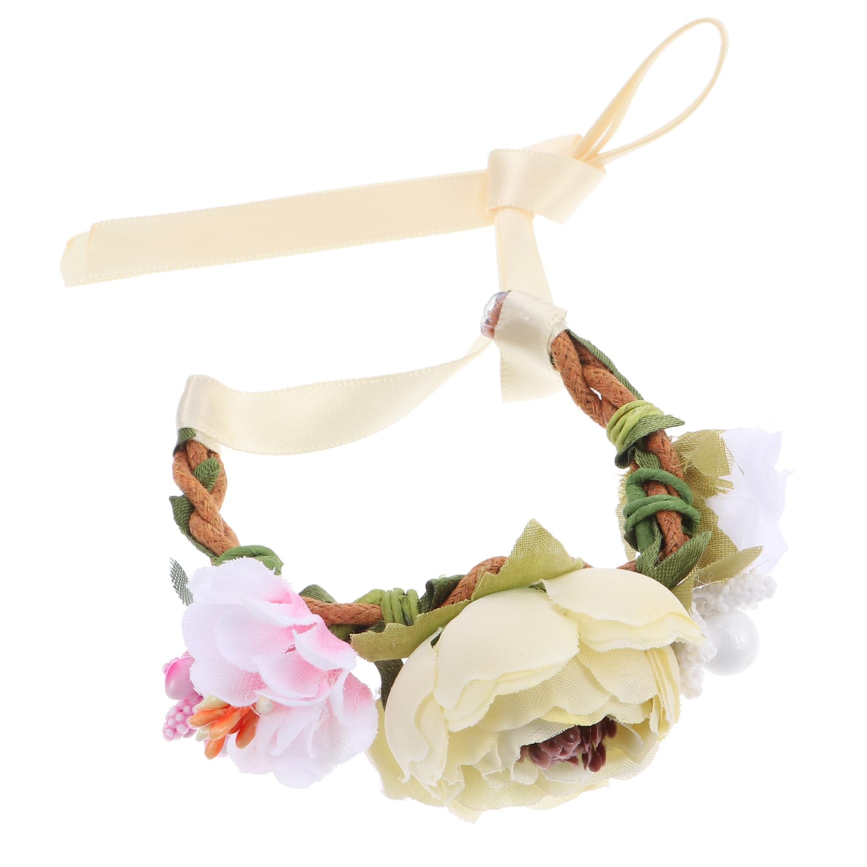 minkissy Pet Flower Headband for Cats and Dogs Floral Garland Headpiece for Festivals and Photos Wreath Flowers