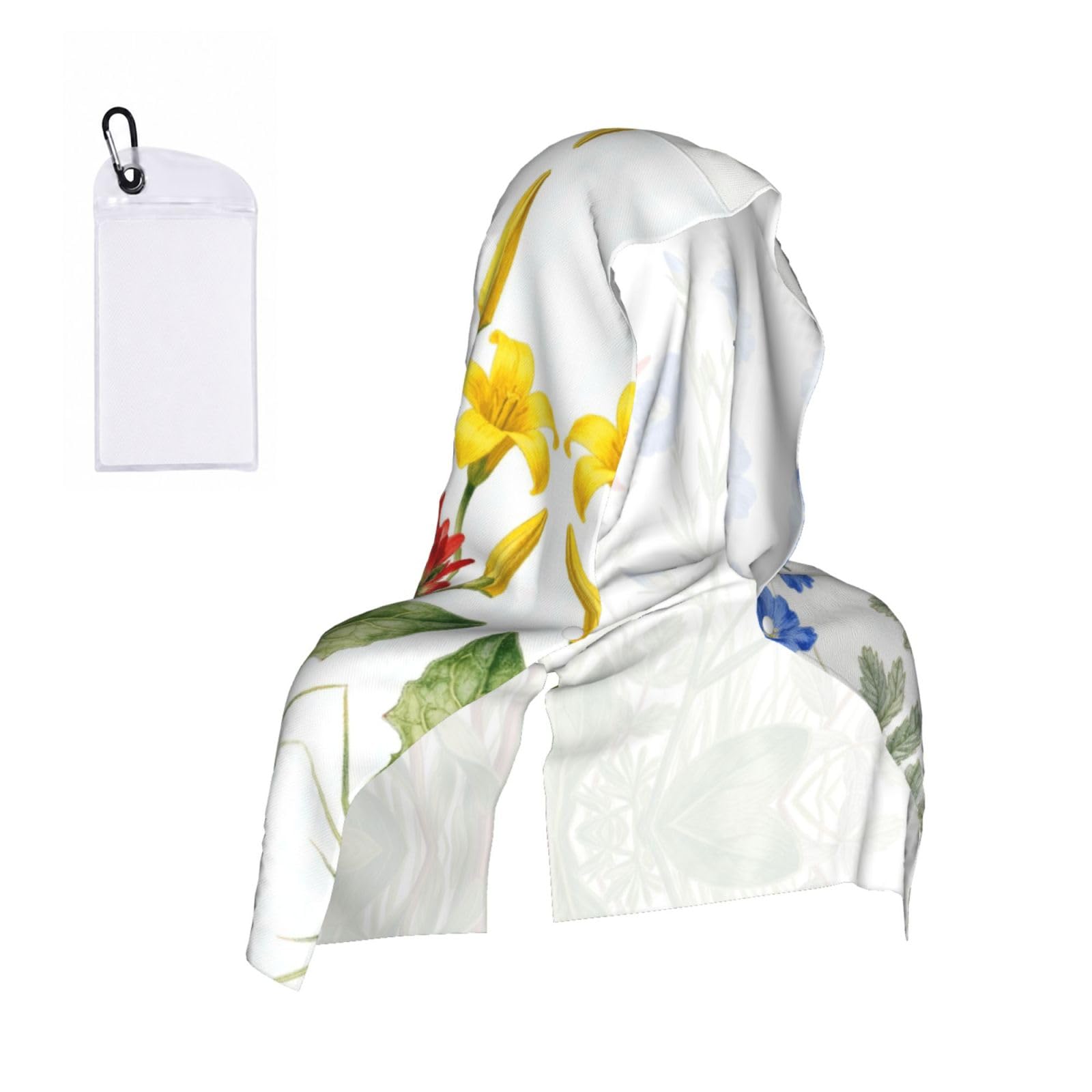 CNTDBU Wildflower World Cooling Towel Hooded-Instant Chill Neck Cover for Sports, UV Cooling Rag for Running Gym