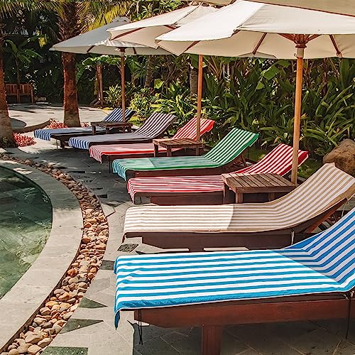 Arkwright Llc CC-CABANA-BL Arkwright California Chaise Lounge Cover - Pack Of 2 - Striped Soft Cotton Cabana Towel thumb #6