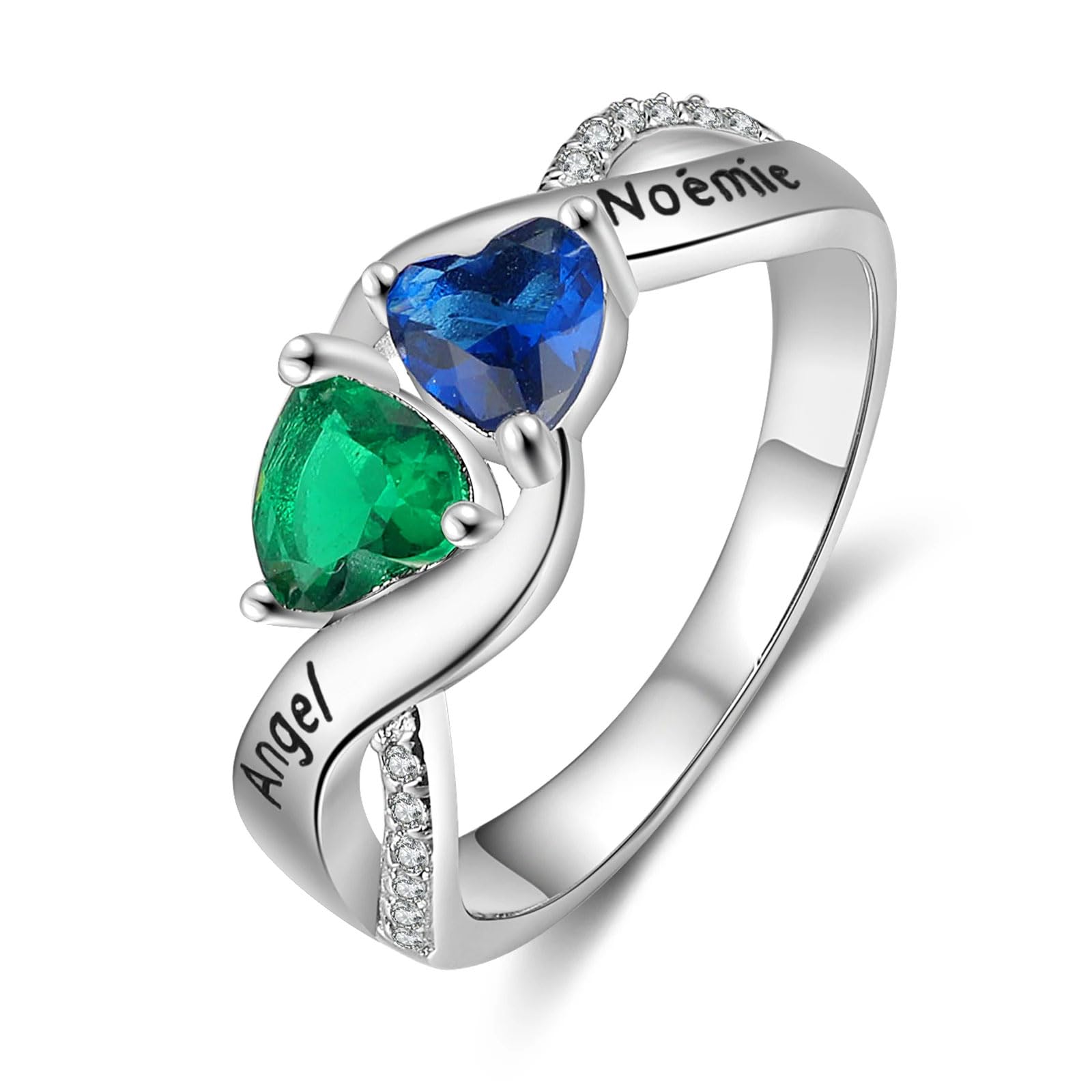 Mothers Day Gifts 10K 14K 18K Gold Personalized Mothers Ring with 2-4 Birthstones and Names for Women Family Jewelry Gifts For Mom Wife Grandma