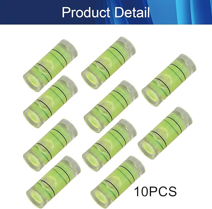 10 Piezas Viales de Nivel de Burbuja Cilíndricos Pequeños, 8x20 mm miniatura 3