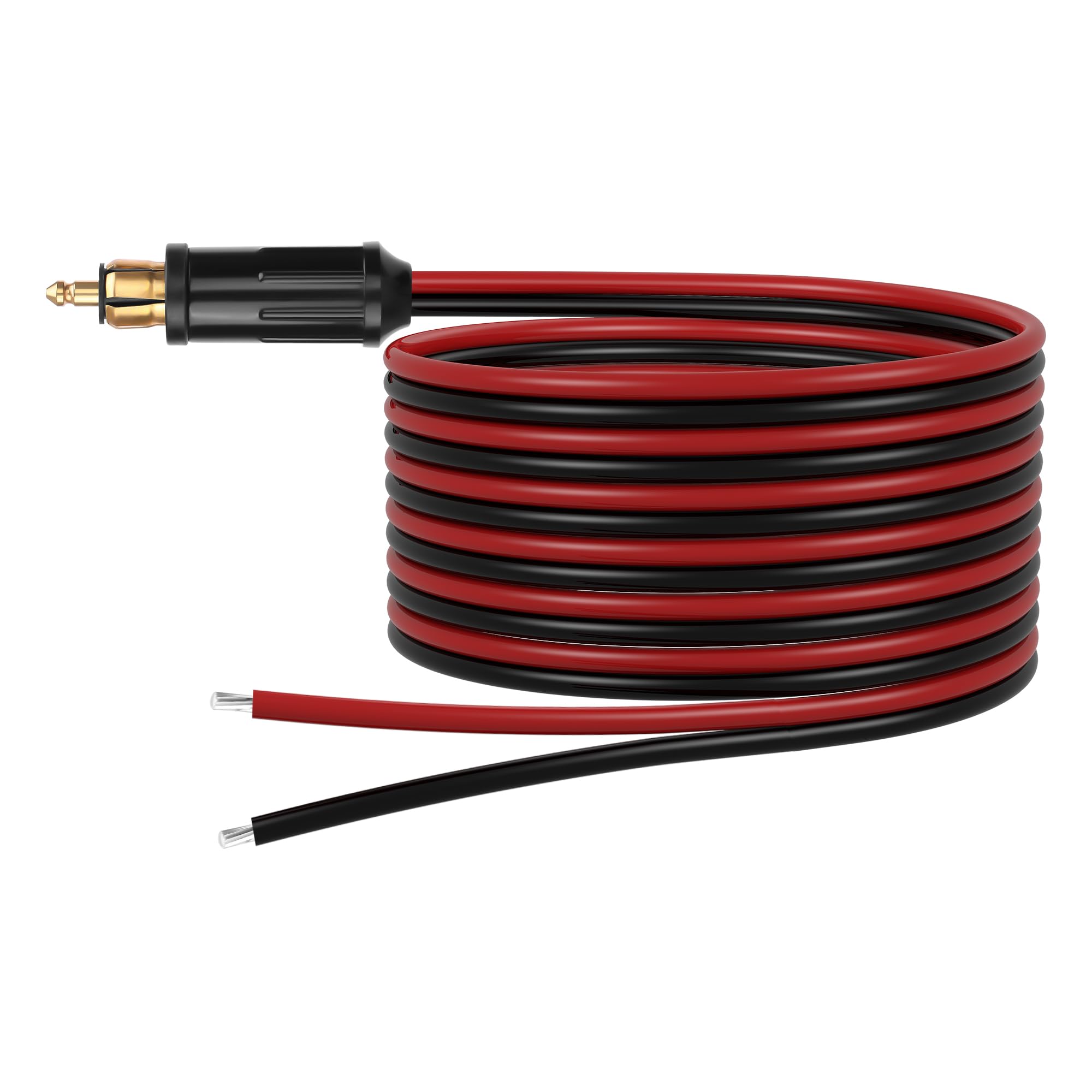 CERRXIAN DIN Motorcycle Cigarette Lighter Male Plug Repair Cable,12V Replacement European male plug,14AWG Tin-Plated Tail Wire (2M)