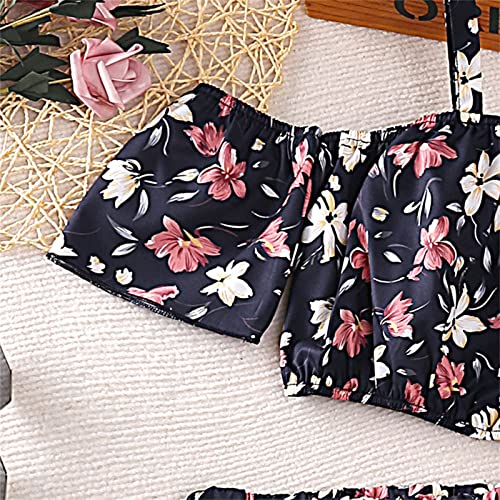 Terno feminino com estampa floral frente única gola alta elástica shorts verão casual praia cobertor