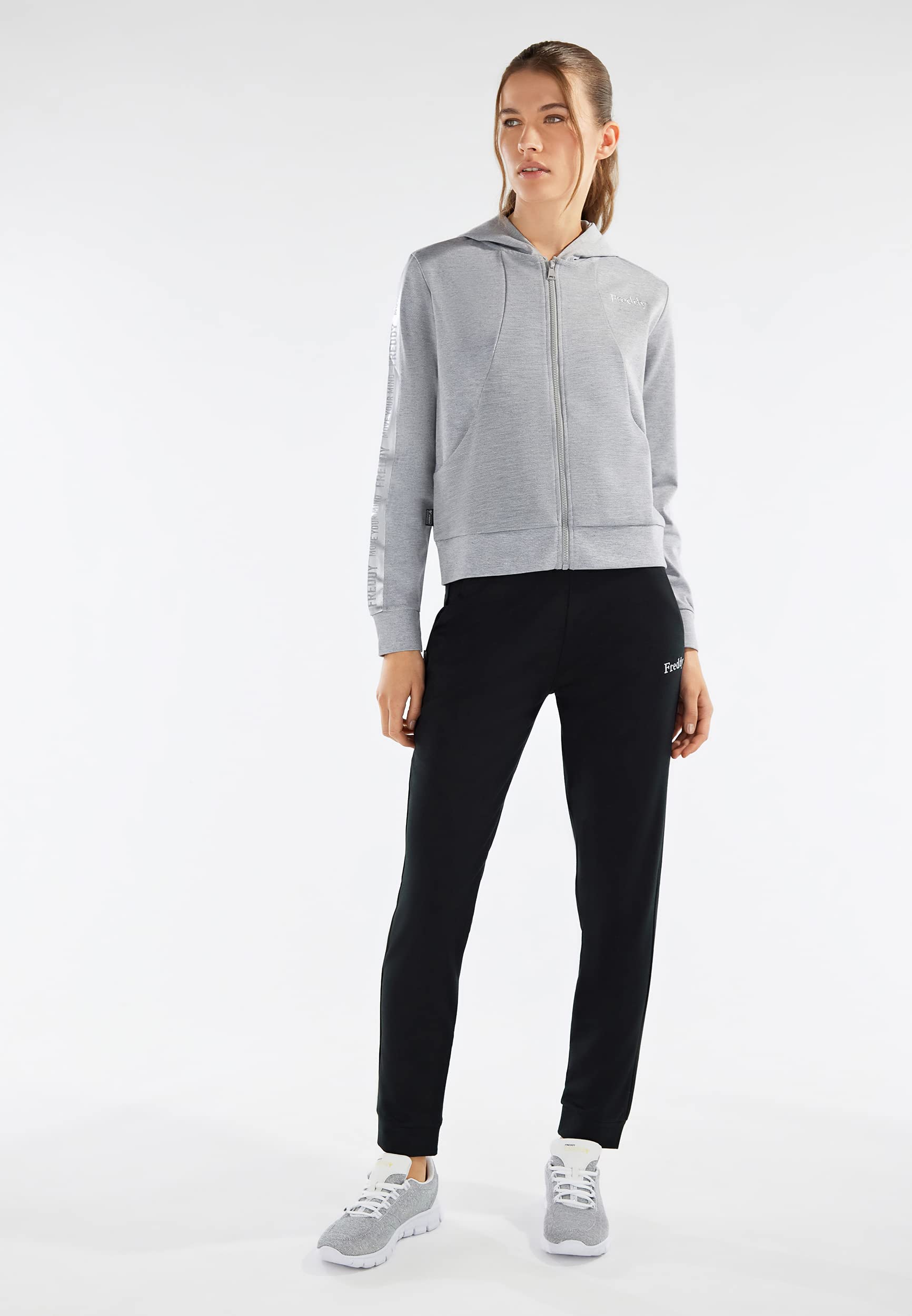 FREDDY - Tuta Felpa Ottoman E Interlock Mélange Pantaloni A Contrasto,