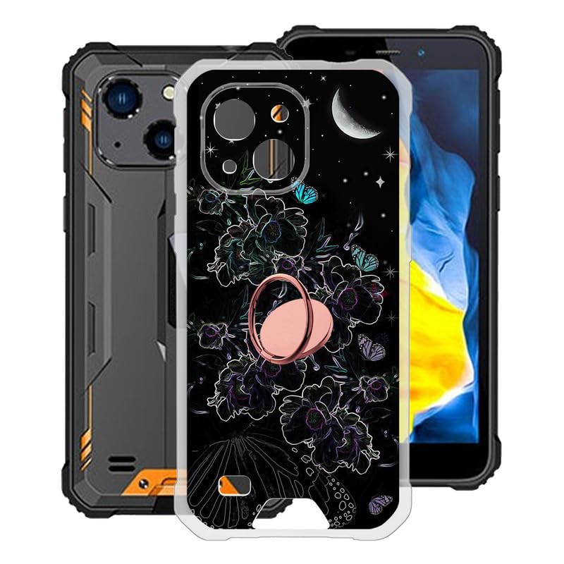 KJYFOANIPhone Case for Oukitel WP32 (5.93"), Soft Shell Cover with 360° Rotation Ring Holder, Cute Pattern Design for Girl Woman, for Oukitel WP32 Protection Case - XT29