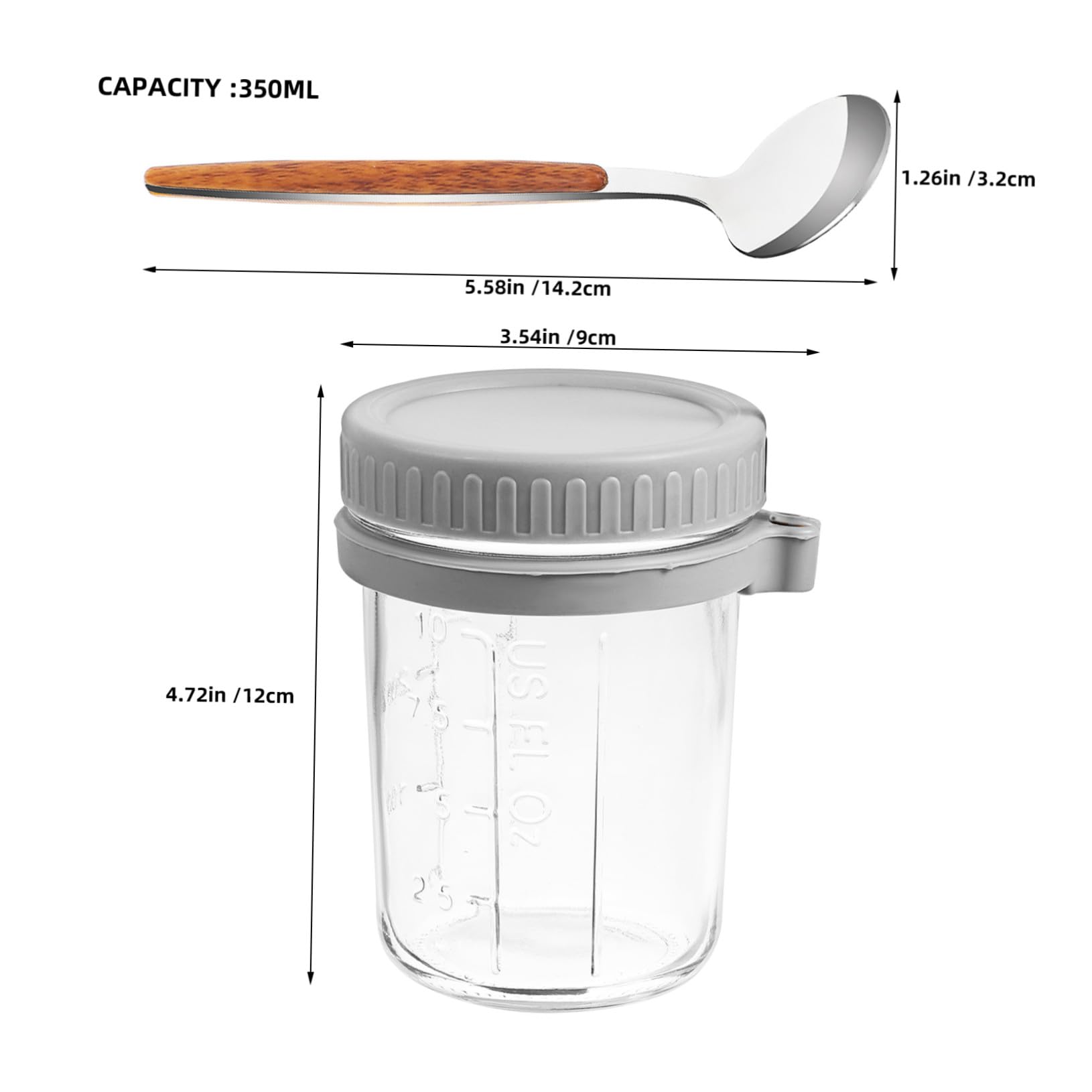 Toyvian 4pièces Pot à Yaourt Réutilisable pour Céréales avec Couvercle Bocal Verre pour Flocons Avoine Bol Déjeuner avec Couvercle Hermétique