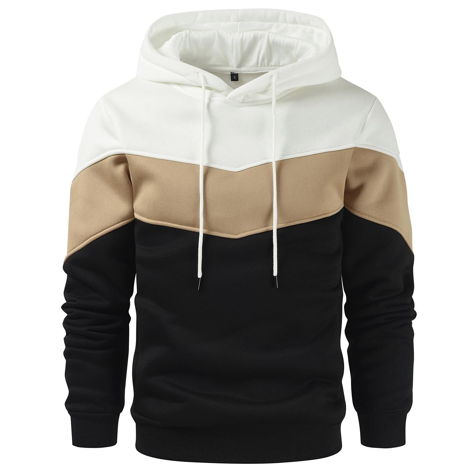 Men's Novelty Color Block Pullover Fleece Hoodie Casual Sweatshirt