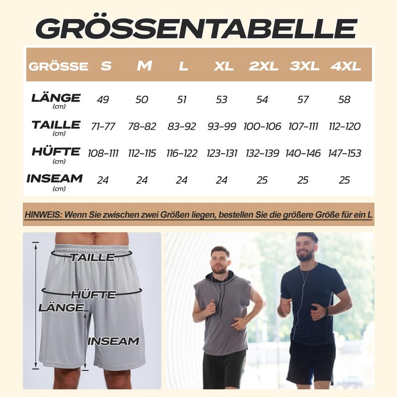 BOOJO Confezione da 5 pantaloncini sportivi da uomo con tasche, ad asciugatura rapida, pantaloni da corsa, per palestra, basket