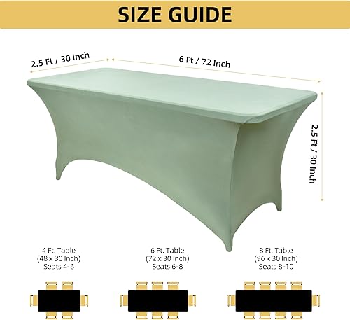 Miniatura 79 de Paquete de 2 Cubiertas de Mesa de Spandex Negro de 6 pies para Mesas Plegables Rectangulares Estándar - Manteles Elásticos Resistentes a las Arrugas