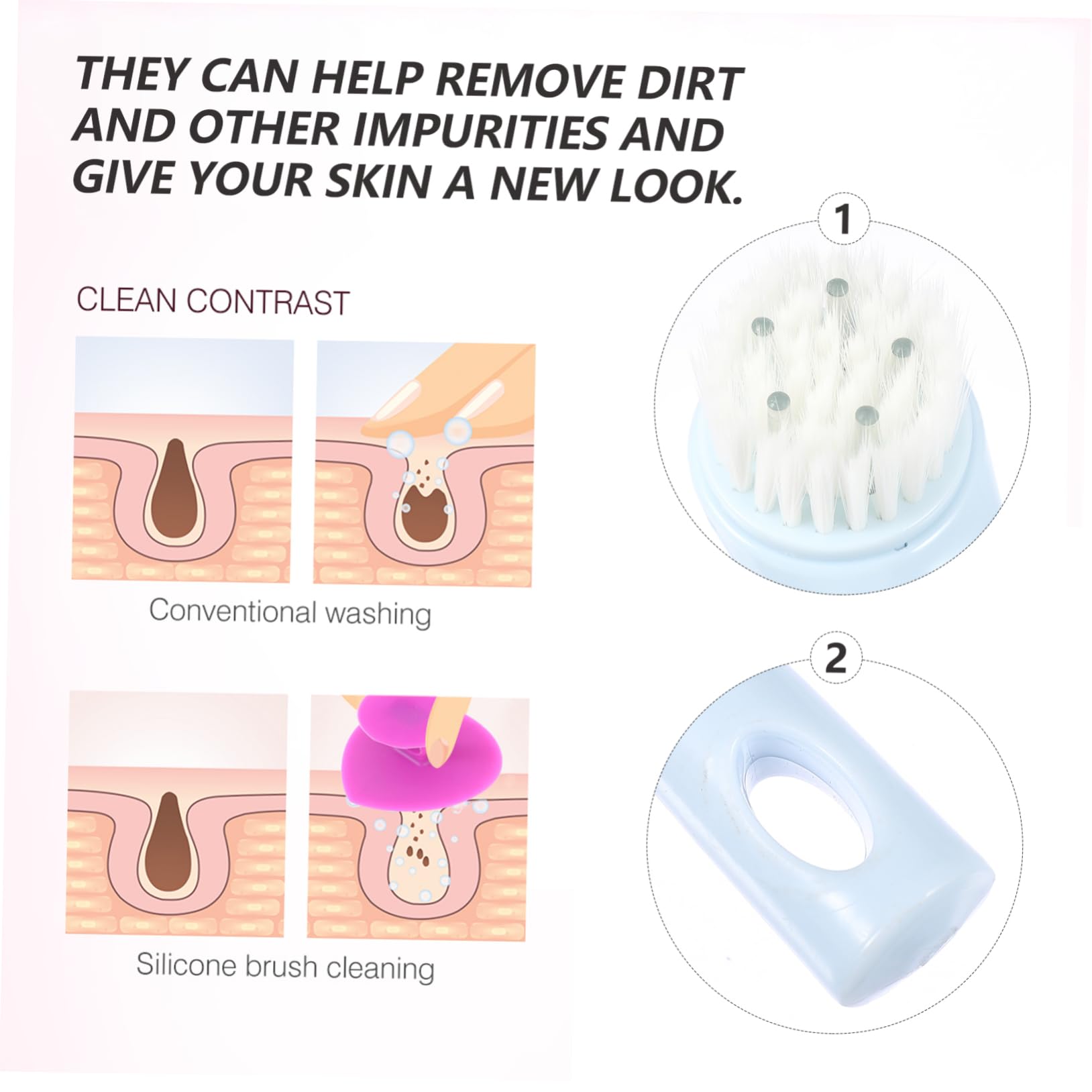 FOMIYES Supple Face Cleansing Brush Set 5pcs Deep Cleaning Tools for Face Skin Care Random Color