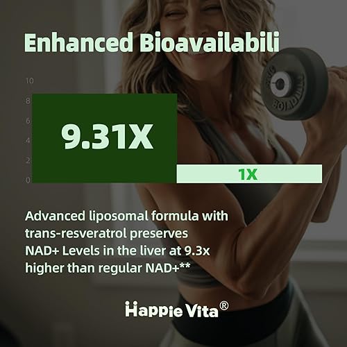 Vista 3 de NAD liposomal con resveratrol - Alternativa al suplemento NMNH - Suplemento NAD de alta pureza para antienvejecimiento, energía, concentración - 60