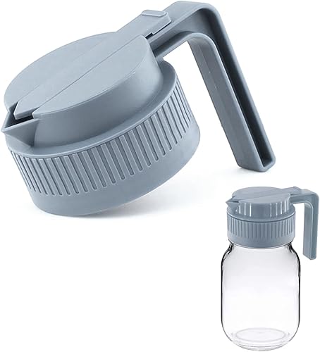 Tapa abatible de boca ancha con asa, innovadora tapa deslizante y boquilla fácil de verter, tapa ancha para verter tarro Mason con asa, hermético y