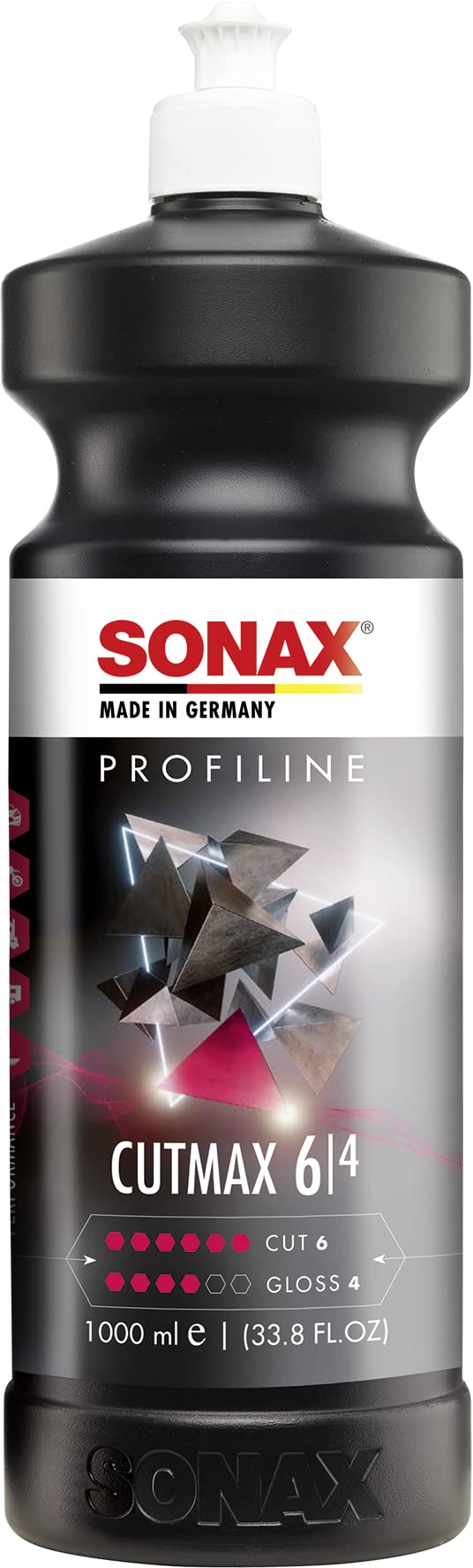 SONAX PROFILINE CutMax (1 litro) pasta de lijado altamente abrasiva, elimina rayas e inclusiones | N.° 02463000 | Pulido abrasivo fuerte con buen desarrollo de brillo para pintura muy desgastada o rayada.