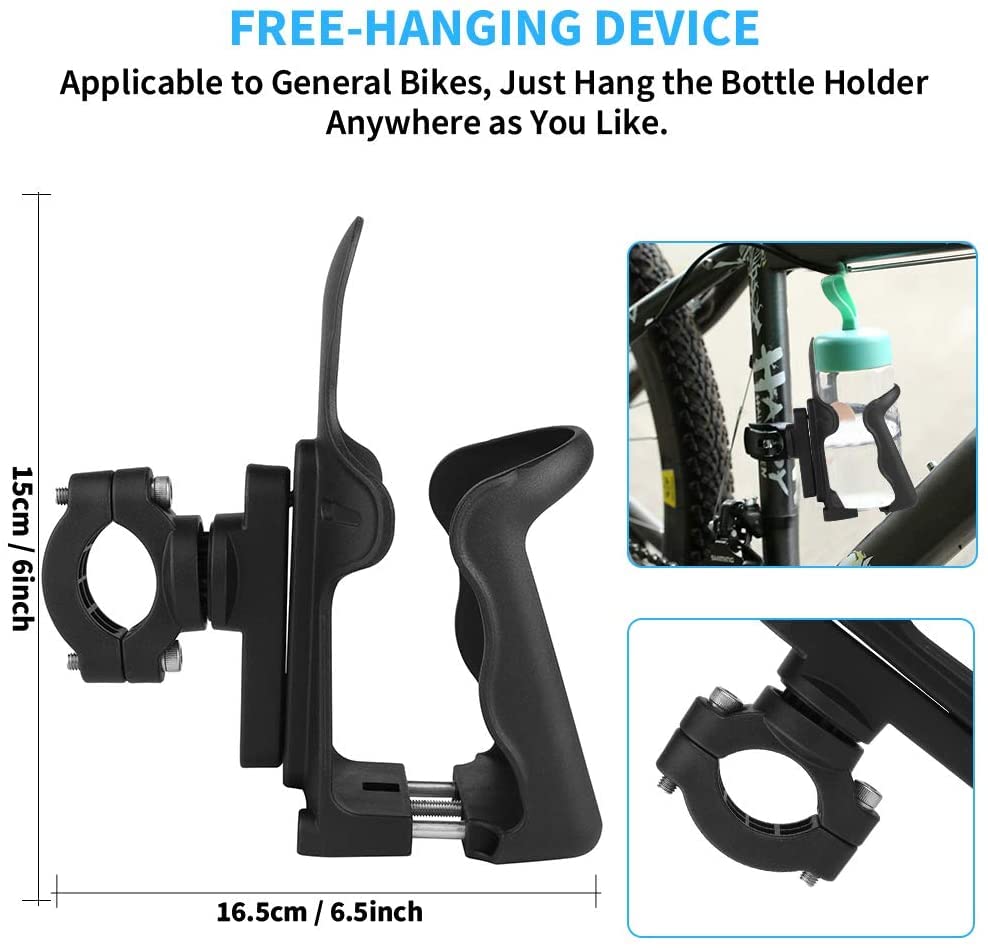 Porte-Bouteille Vélo Rotatif 360° - Support Réglable Pour Bouteille D'Eau, Compatible VTT, Route, Scooter (Noir)