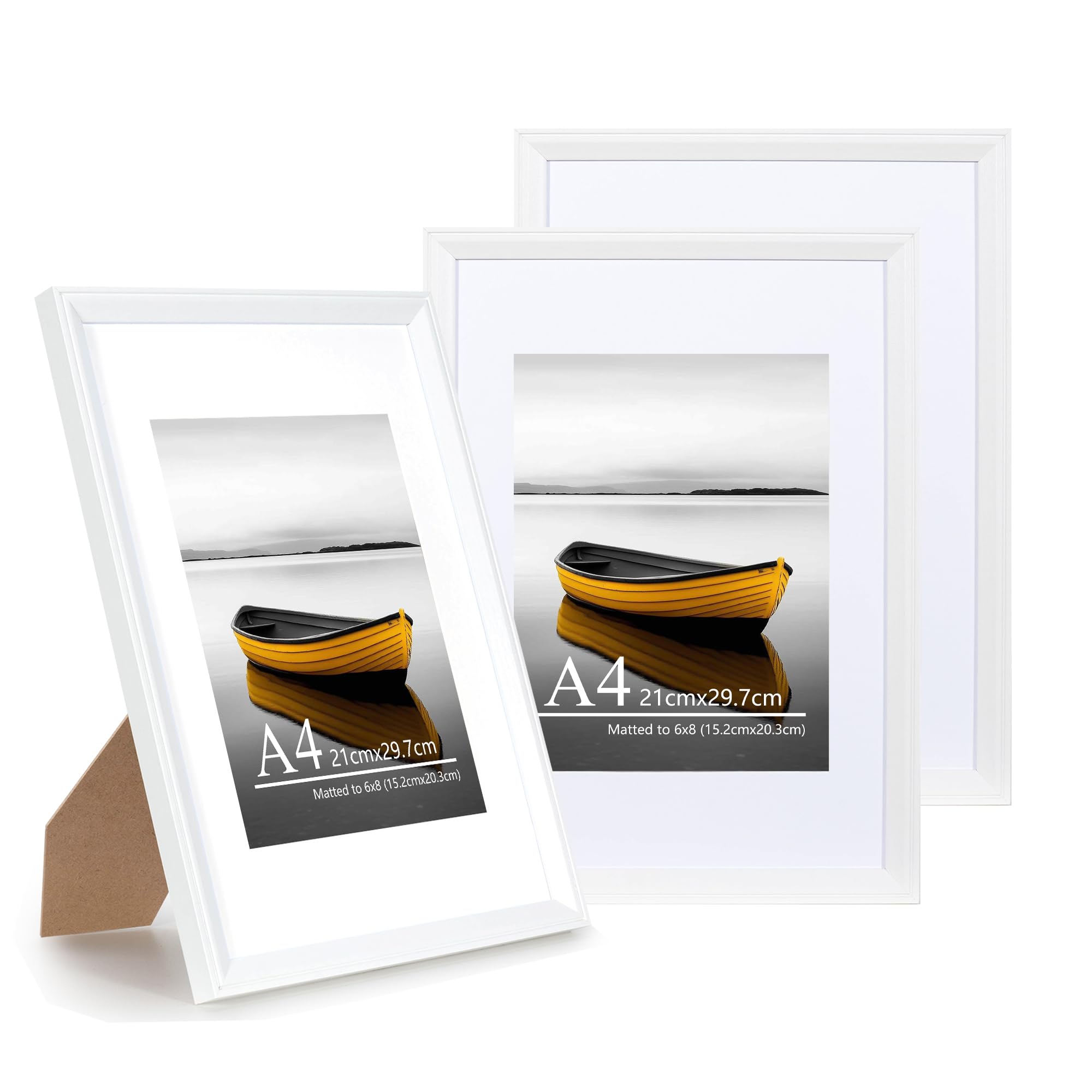 Baoee White A4 Picture Frame With 6X8 Mount,Set Of 3,Photo Frame With Acrylic Glass, A4 Frame,Poster Frame, Certificate Frame,Wall Mountable