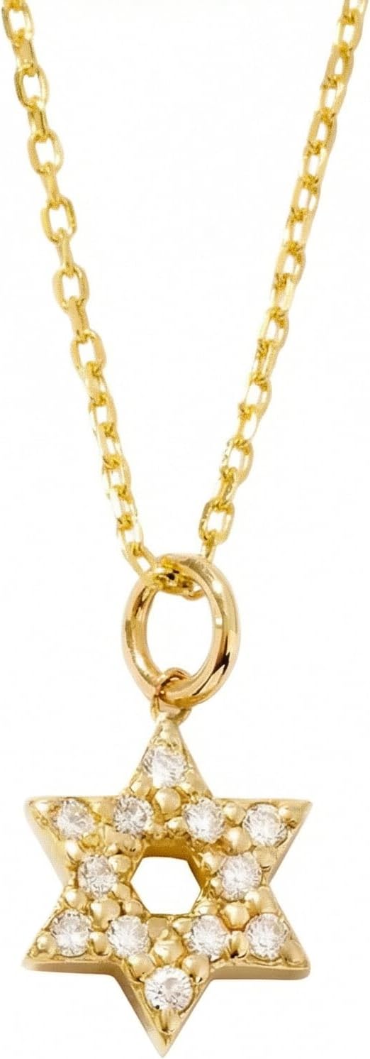 Gelin Minimal Diamond Star of David Necklace 10K or 14K Solid Gold