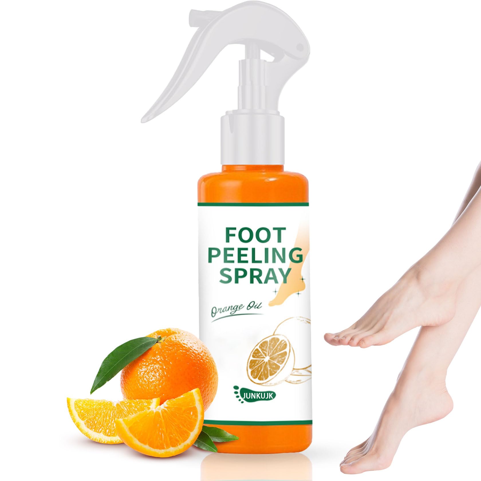 Foot Peeling Spray,100ML Instant Exfoliating Peel Spray for Remove Dead Skin Exfoliator,Hydrating Refreshing Foot Peel Spray（Orange）