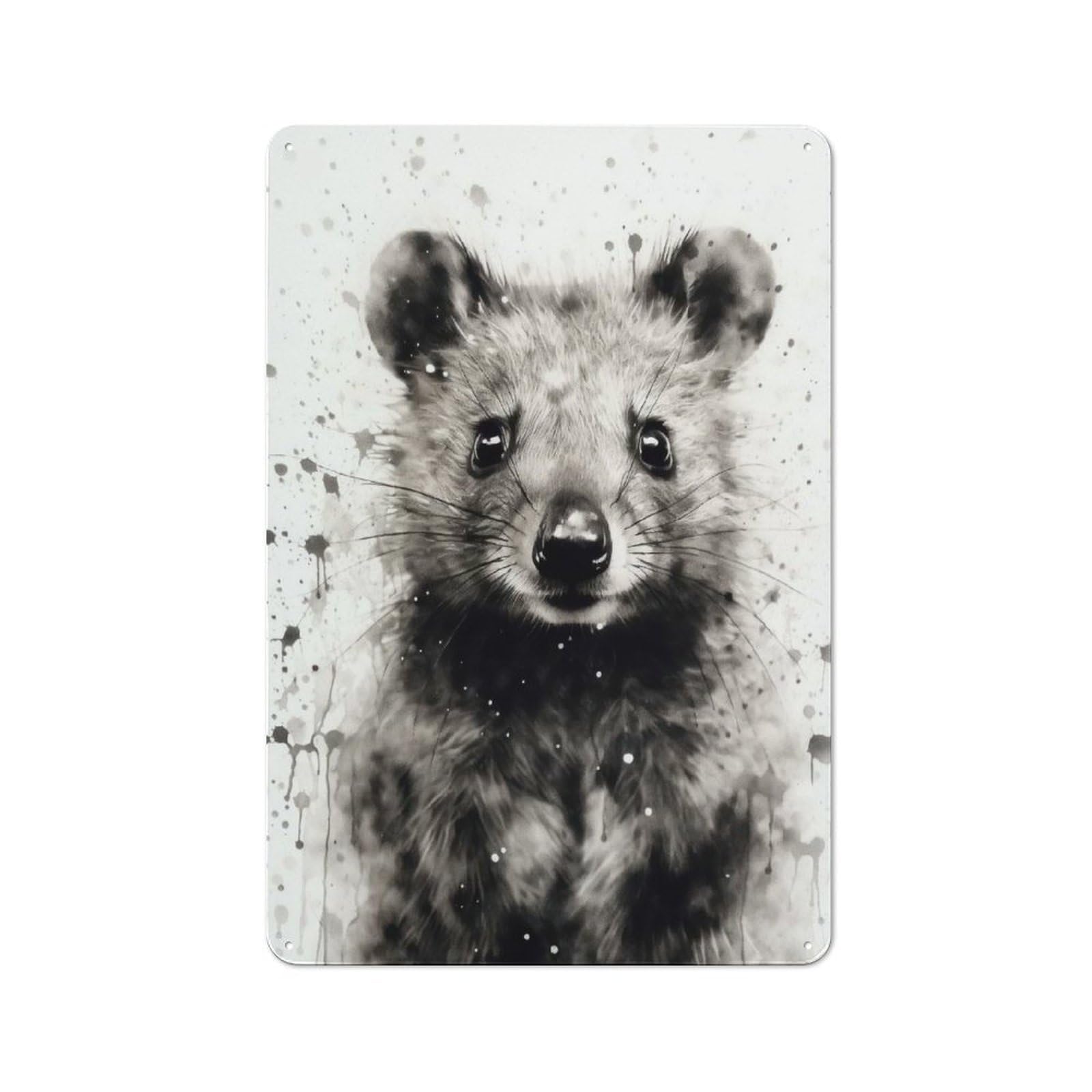 Junmoney Quokka Beauty Black Ink Retro Tin Sign 30X20cm For Garage Or Workshop, For Furnishing A New Garage And Workshop With Retro Decor