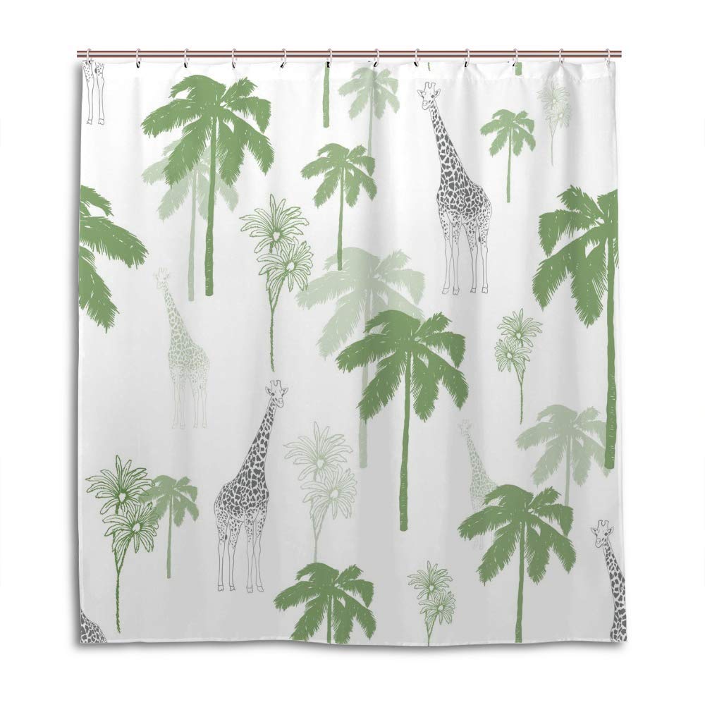 Rideau de douche girafe en polyester imperméable 152x182 cm avec crochets
