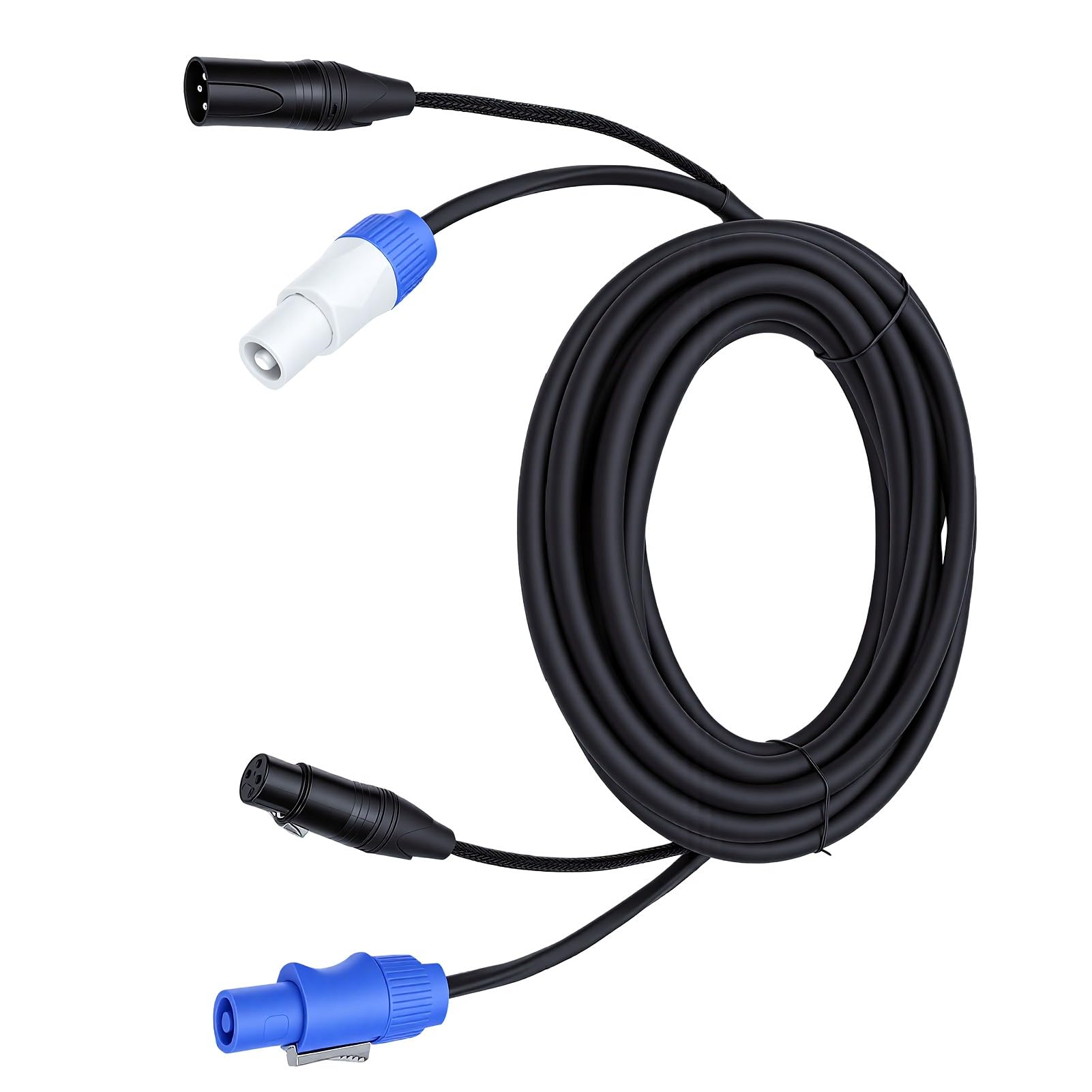 Alomejor Kabel Combo Sygnału Zasilania Prądem Przemiennym XLR Profesjonalny 23AWG Niezawodny Podczas wydarzeń Związanych z Oświetleniem Scenicznym 1 Jednostka (7.6M)