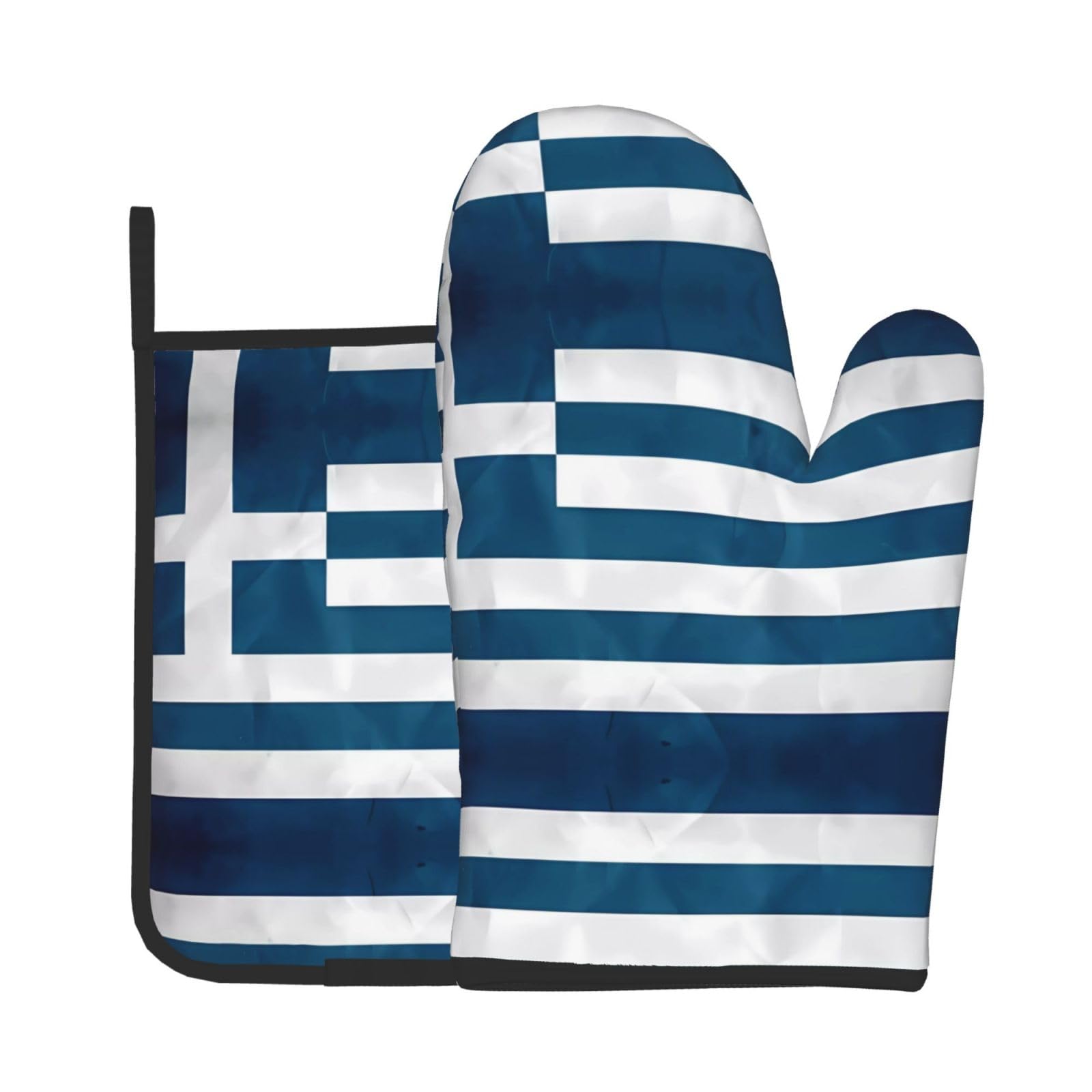 Oven Mitts and Potholders Set of 2 for Kitchen Baking Cooking Graygreek Flag Thick and Durable