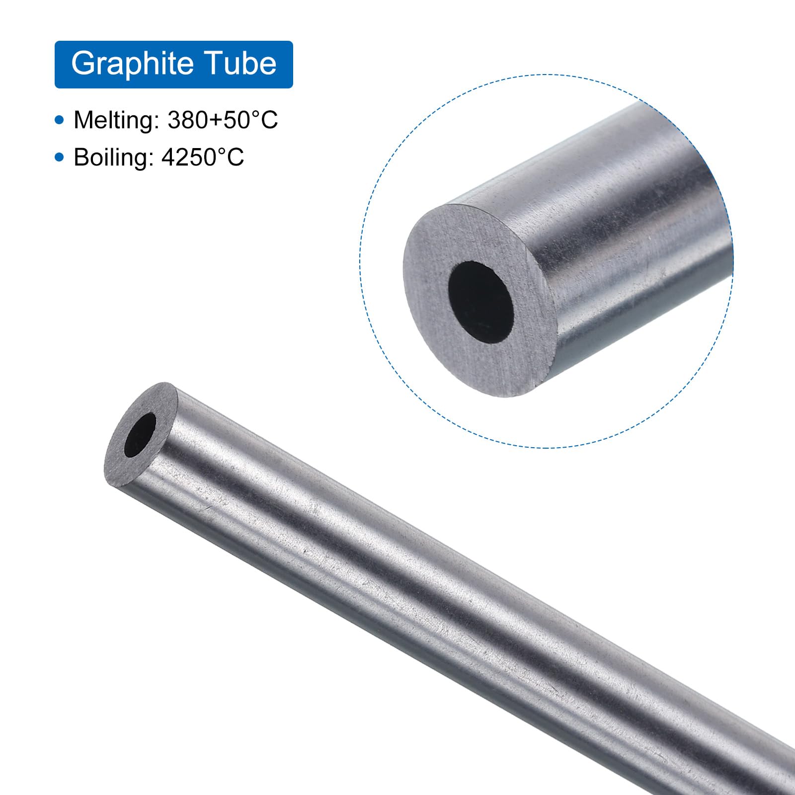 QUARKZMAN Tube en Graphite Bâton de Mélange en Graphite Bâton de Mélange de Creuset Longueur de 3,7 Pouces Diamètre Extérieur de 0,5 Pouce pour Remuer les Métaux Liquides, la Coulée 2 Pièces