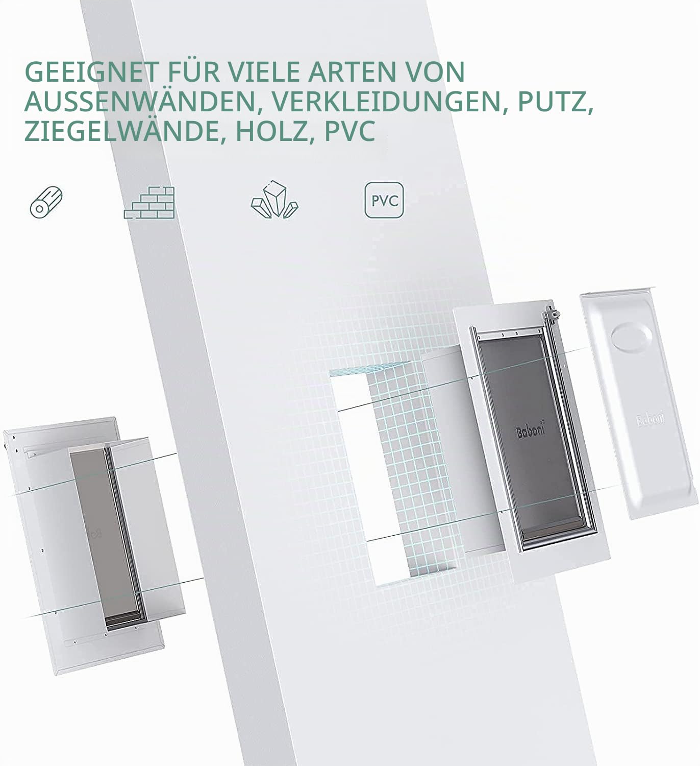 Baboni Katzentür für Tür, Wand, Stahlrahmen und Teleskop-Tunnel, Aluminiumschloss, Doppelklappe, Hunde- und Katzenklappe, stark und strapazierfähig, für Haustiere bis ca. 5,5 kg, Größe S