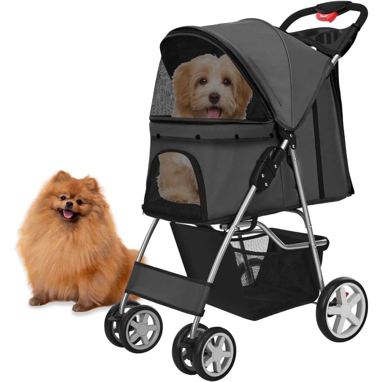 Cochecito para mascotas plegable para pasear cómodamente por el parque 7