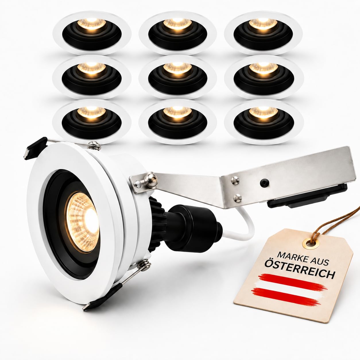 Foco LED empotrable redondo ultraplano, luz blanca cálida, 3000 K, IP20, juego de 10 unidades