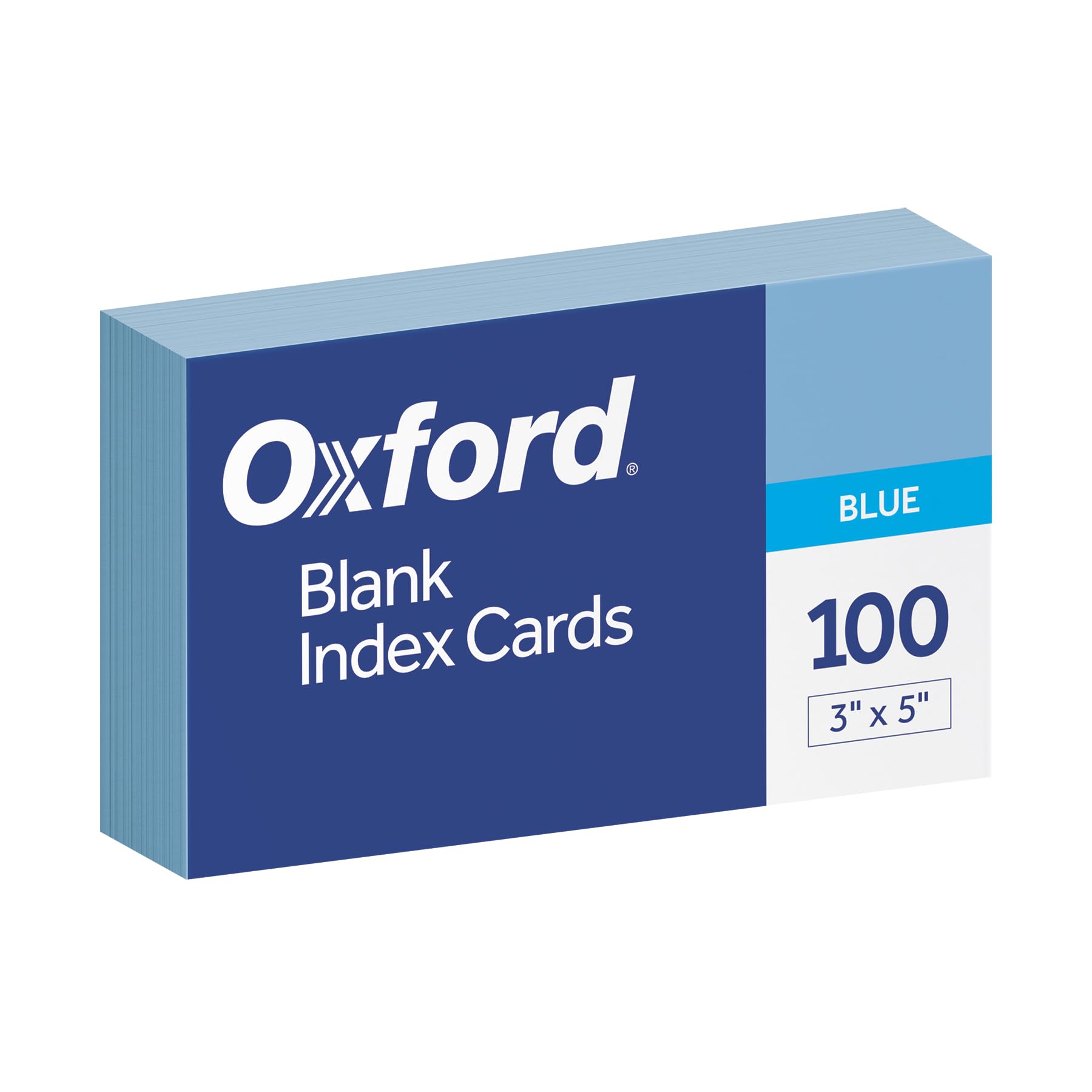 Oxford Blank Color Index Cards, 3" x 5", Blue, 100 Per Pack (7320 BLU)