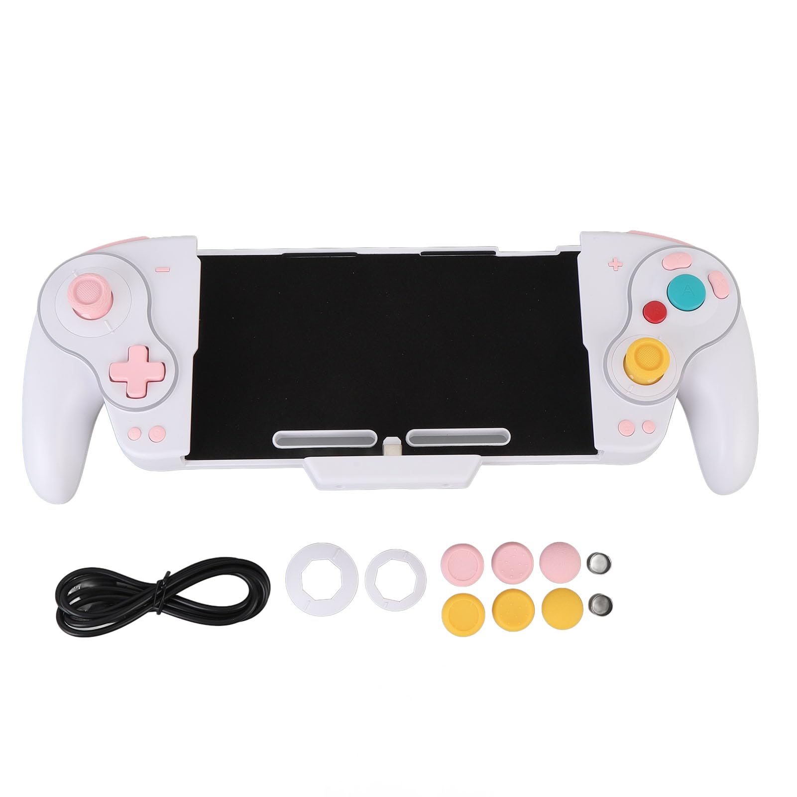 Controlador Joypad Inalámbrico con Teclas Mecánicas de una Pieza para Interruptor OLED, Vibración Ajustable, Luces RGB, para Entusiastas de los Juegos (WHITE)