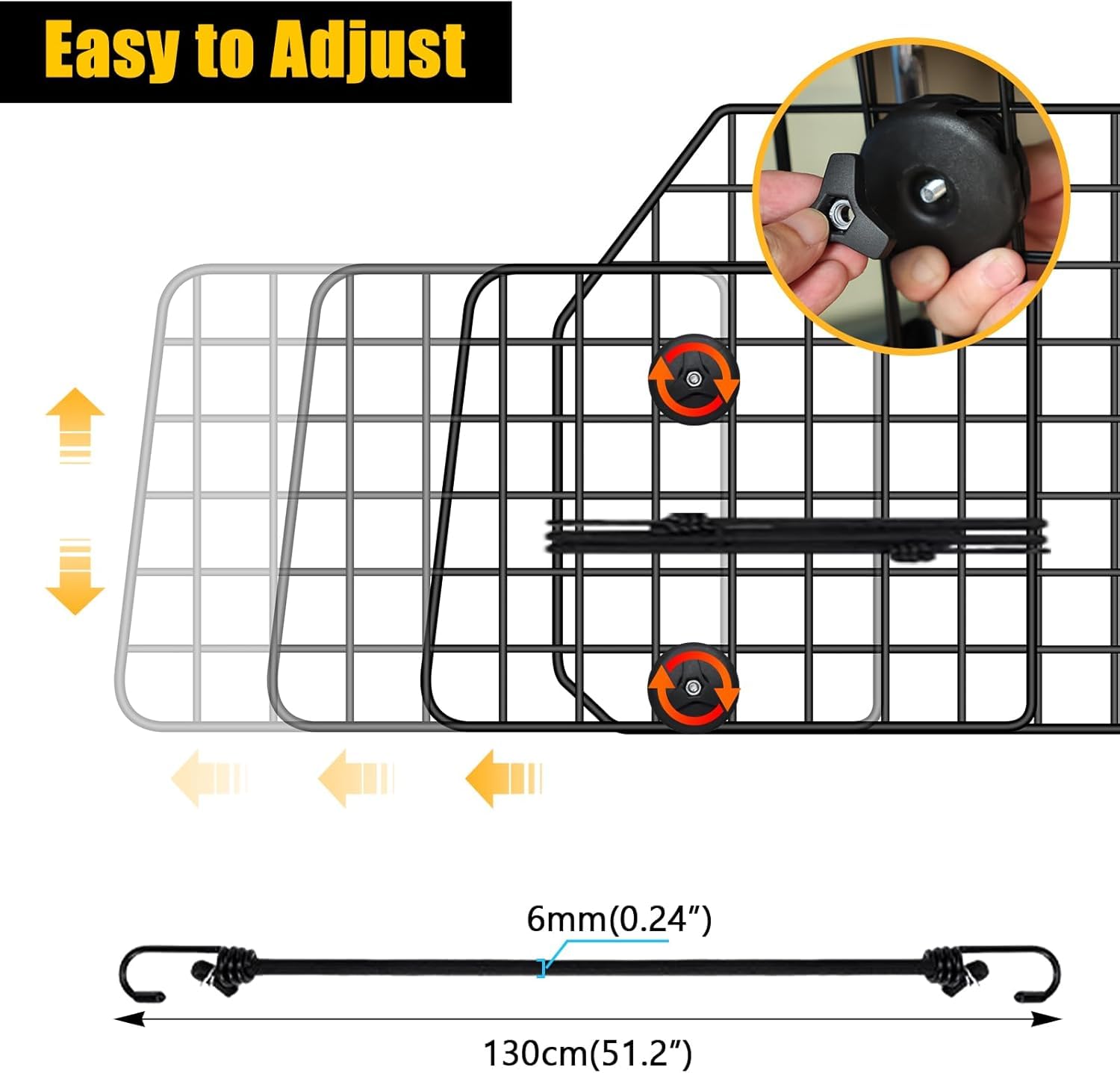 Gtongoko Barriere per auto per cani, per SUV, veicoli, auto, camion, in rete metallica resistente, regolabile, per animali domestici, SUV, universali, accessori per auto da viaggio, 2 corde elastiche