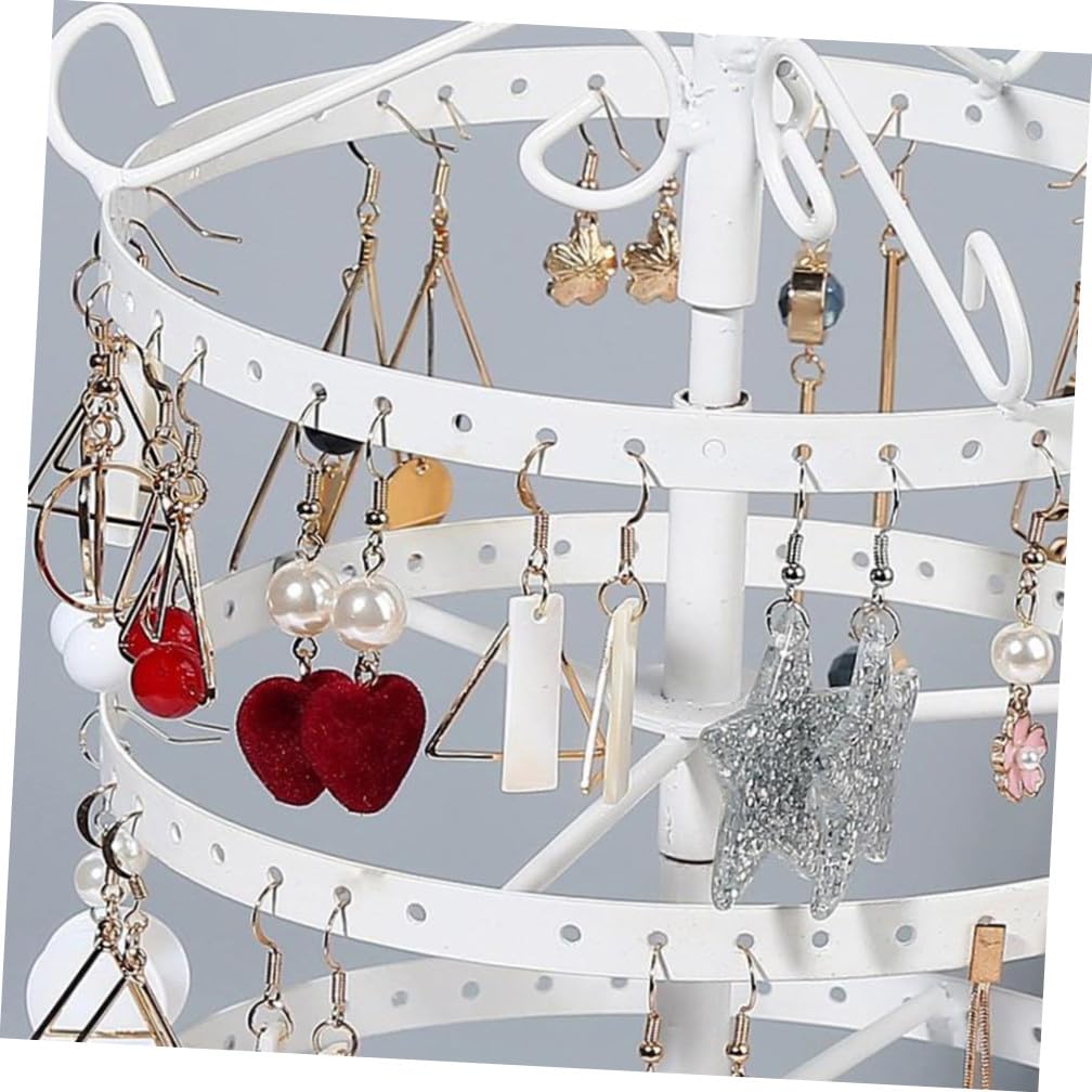LIFKOME Espositore Orecchini Girevole in Metallo 4 Livelli 168 Fori | Bianco, 1 Pezzo, Struttura in Ferro Artigianale, Soluzione Semplice per Ordinare e Mostrare Accessori