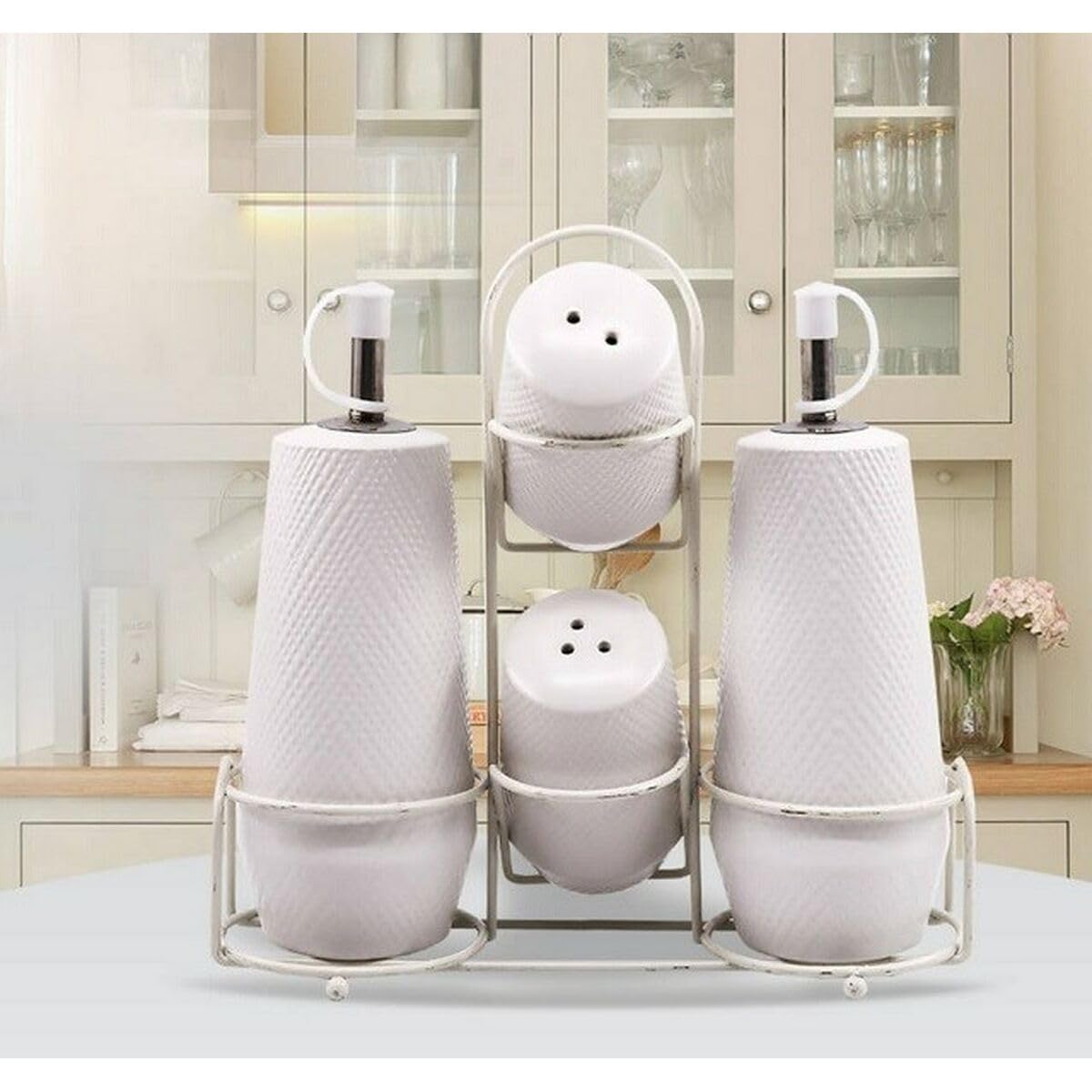 Set de salière et poivrière MR-20002-04CS blanc céramique 5 pièces