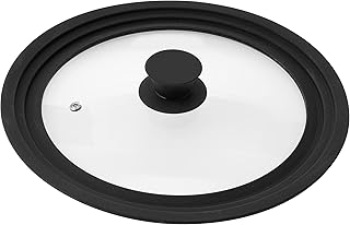 bremermann® Uniwersalna szklana pokrywka z krawędzią silikonową, 24/26/28 cm, średnia (czarna)