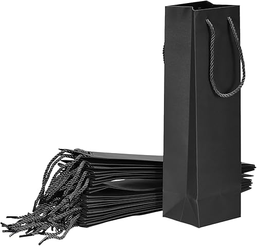 Miniatura 8 de uxcell Bolsas de vino, 12 unidades, color azul, de 5 x 4 x 14 pulgadas, bolsas de regalo de vino con asas de cuerda, bolsa de papel para vino, para