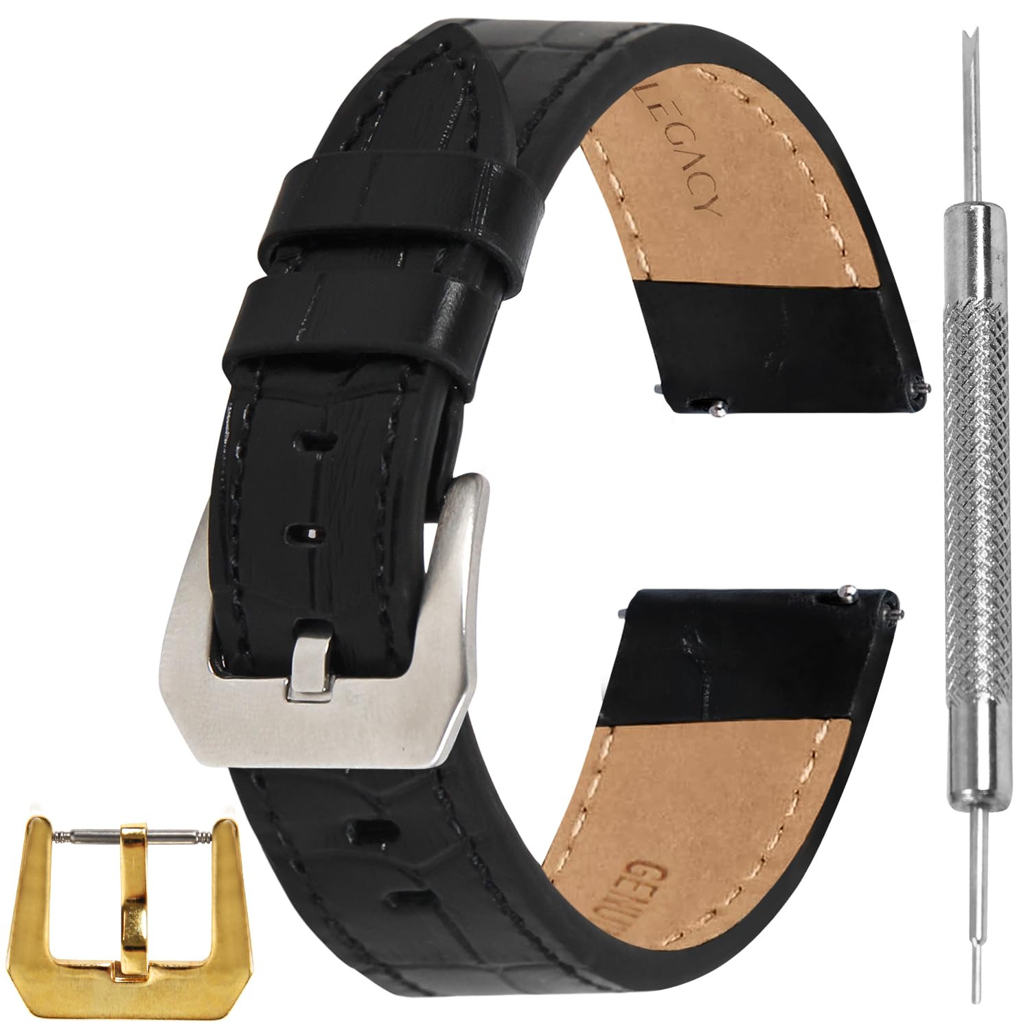 LEGACY WATCH STRAPSLeather Watch Bands for Men - Leather Watch Bands for Men Grain Leather Watch Band Replacement Strap of Width 20mm, Compatible with Any Traditional or Smatch Watch that Uses 20 mm Spring Bars - Great