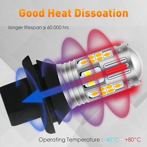 Miniatura 4 de 3157 Canbus Ready Dual Color Switchback T25 3157 3057 3155 3457 4157 LED blancoámbar con lente de proyector para bombillas de luz de señal de giro