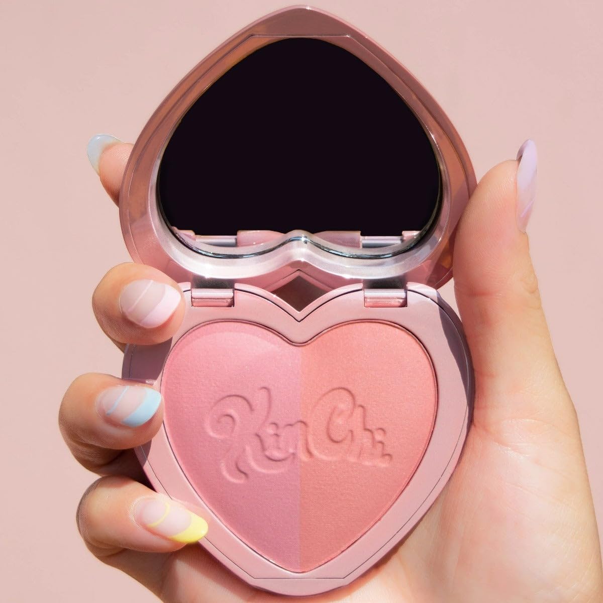 KimChiChic Beauty Thailor Blush Duo, Heart-Shaped Compact with Mirror, Buildable, Silky Matte & Shimmer Finish, Cruelty-Free Blush Palette, Pinky - Image 2